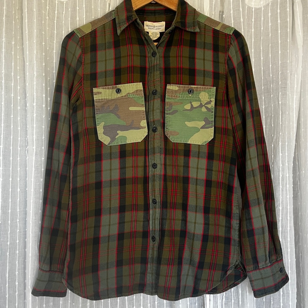 Denim & Supply Ralph Lauren Plaid Shirt with Camouflage Accents